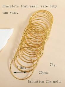 20pcs 3-14Y Girls' Delicate Glitter Bamboo Knot Stacking Bangle Bracelets - one-size - View 15