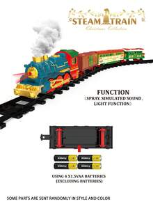 Zestaw torów elektrycznych w stylu retro – klasyczna lokomotywa parowa ze światłami i dźwiękami, zabawka kolejowa, symulacja pociągu do samodzielnego montażu, idealna dla chłopców i dziewcząt do kreatywnej zabawy, prezent na Boże Narodzenie, Halloween i urodziny