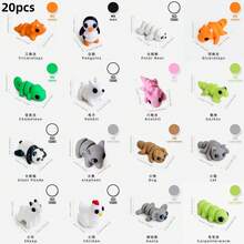 [Juguetes de animales coloridos] Juego de 5/10/15/20 piezas de mini juguetes de animales 3D impresos en colores | Perfecto para calendarios de adviento navideños, regalos de fiesta y regalos de Navidad, hechos de material PLA con botones móviles - Multicolor - Ver 13