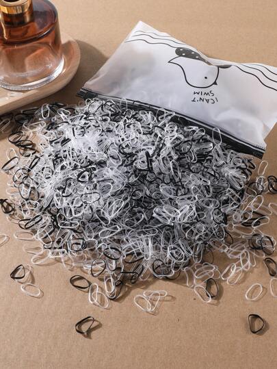 1500pcs Girls Mini 0.47" Diameter Disposable Rubber Hair Ties, Hair Bands, Hair Scrunchies, Ponytail Holders, Suitable For Everyday Use