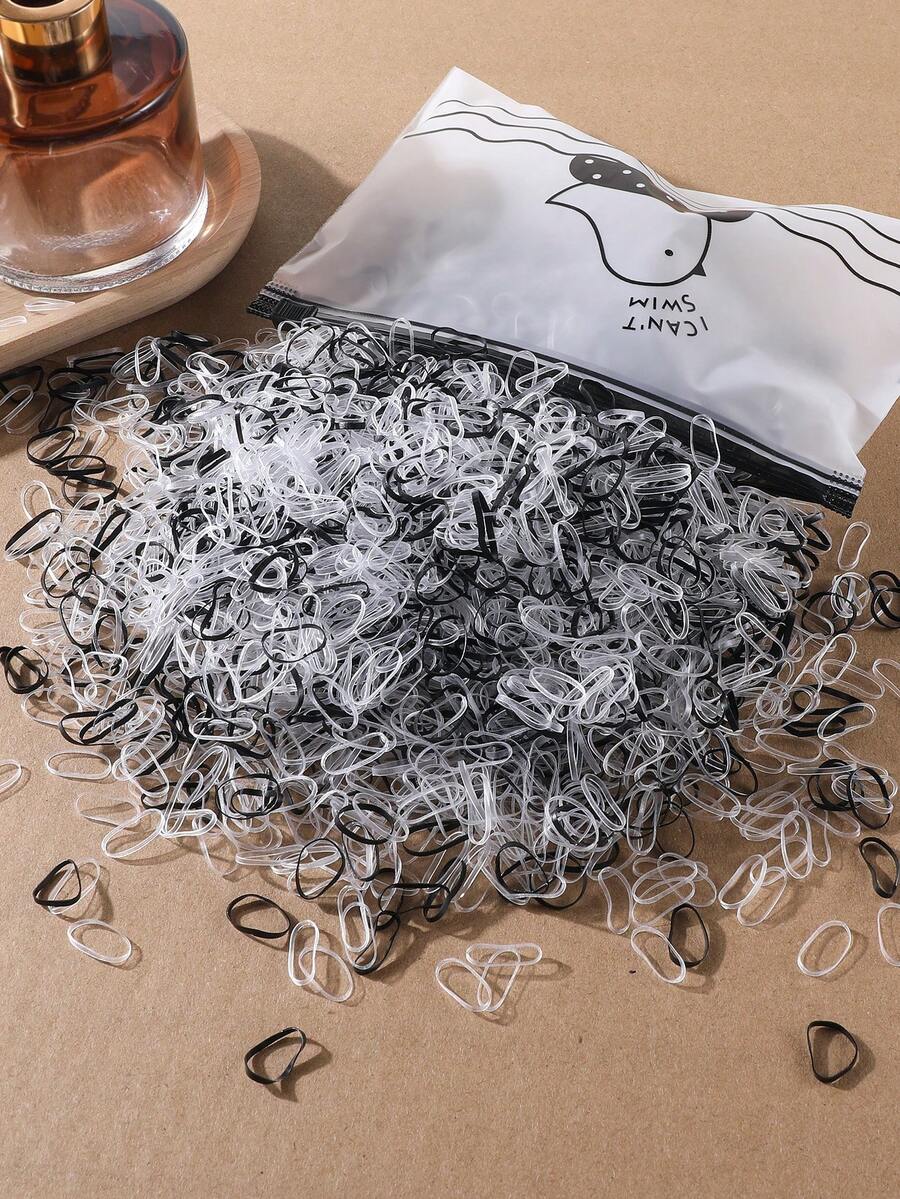 1500 件女孩迷你 0.47 英寸直径一次性橡胶发带、发箍、发圈、马尾辫夹，适合日常使用 - 彩色 - 查看 1