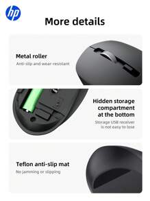 HP 无线鼠标可爱安静 2.4GHz 可靠连接 S1000 PLUS 便携式鼠标适用于电脑和笔记本电脑 USB 即插即用，是万圣节和圣诞节的最佳礼物 - 黑色 - 查看 8