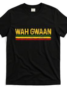 Camiseta de reggae de orgullo jamaicano Wah-gwaan-fari-_wgj9477552-at_imagen_de Producto_negro Mismo Estilo para Hombres y Mujeres Camiseta de Manga Corta Impresa de Verano 2025 Algodón Puro 220G - Negro - Ver 3