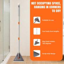 EFAN Triangle Cleaning Mop, Wet & Dry Use, With Scrap Strip, Sponge Handle, 8 Replaceable Cloths, Stainless Steel Pole, Space-Saving Design - Grey - View 8