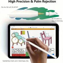 适用于 iPad (2018-2025) 的触控笔 - 13 分钟快速充电，具有倾斜灵敏度和防手掌误触功能，适用于 iPad 11/10/9/8/7/6th Gen、Air 7/6/5/4/3/M3/M2、Pro 13"/12.9"/11"/M4、Mini 7/6/5th，白色 - 彩色 - 查看 7