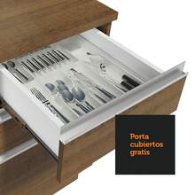Cocina integral completa modular Madesa de esquina Glamy 329cm color marrón 02 con gabinetes y alacena diseño premium para espacios amplios - Marrón - Ver 5