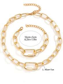 1 Set de Joyería Minimalista con Collar de Cadena Hueca y Pulsera, Elegante y Versátil para Mujeres