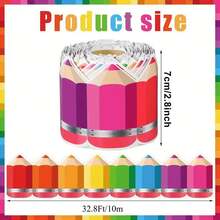 1pc / 32.8 Feet Colored Pencil Border Roll - Self-Adhesive Bulletin Board Decoration For Back To School, Office, Classroom, And Home Use - Perfect For Displaying Pencils, Erasers, And Markers, Ideal For Teacher Classroom Decor, Classroom Accessories With Vivid Design And Easy Installation