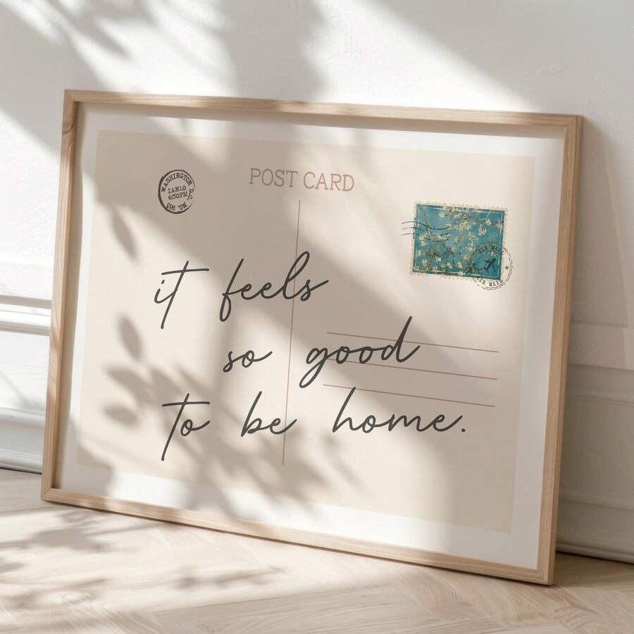 Tranh treo tường bằng vải canvas theo phong cách bưu thiếp cổ điển "Nhà là nơi ấm áp nhất", sử dụng kỹ thuật in ấn thẩm mỹ, phù hợp để trang trí phòng ngủ, phòng khách hoặc ký túc xá sinh viên, cũng là một món quà tuyệt vời dành cho phái nữ. Có thể chọn có khung hoặc không khung. - Nhiều màu - Xem 1