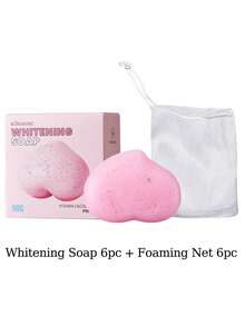 6/3/1 Vitamin C & Collagen Deep Cleansing Soap - Whitening Soap, Spot Fading Soap, Heart-Shaped Soap, Bath Soap, Pink Soap, Skincare, Facial Cleanser, Body Wash, Spot Removing & Brightening Soap, Suitable For Face, Bath And Cleaning, Handmade Soap, Rich Lather, Deep Cleansing And Moisturizing, Essential Oil Handmade Soap, Soap Net - Multicolor - View 11