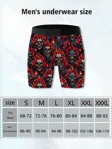 5 Pack Of Men's Novelty Shorts, Skull Pattern Print, Polyester Stretch Fabric, Soft And Skin-Friendly, Quick-Drying And Breathable, Naughty And Cute Men's Casual Long Boxer Briefs - Multicolor - View 9