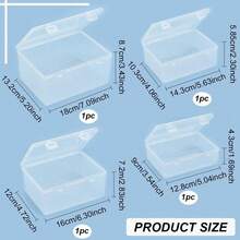 4 Piece Of Transparent Buckle Open-Type Portable Sundry Storage Box In Small, Medium And Large Sizes, Suitable For Storing Hair Accessories, Small Items On The Desktop, Dustproof And Anti-Fouling. - Clear - View 8