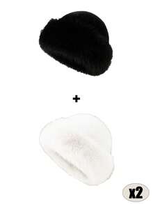 1顶女士加厚抓绒渔夫帽，时尚保暖冬帽，适合搭配羊毛大衣和冬季服装