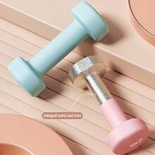1 Pair Solid Cast Iron Matte Dumbbell, Pink Fixed Style, Unisex Home Gym Hand Workout Equipment - Pink - View 4