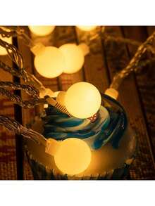 1pc Frosted White Ball Battery Box Light String, LED Mini Frosted Ball Decorative Light, Warm And Delicate Lighting, Brings A Comfortable Feeling, Suitable For Indoor, Bedroom, Room, Living Room, Courtyard, Garden, House, Festival, Party, A Reliable Choice To Create Atmosphere. - Warm Light - View 2
