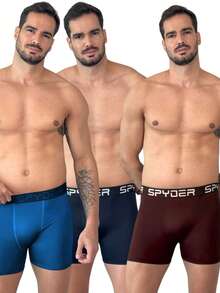 Kit 5 Cuecas Boxer Spyder Adulto Microfibra Box de Qualidade Forro em ALgodão Original - Multicolorido - Visão 7