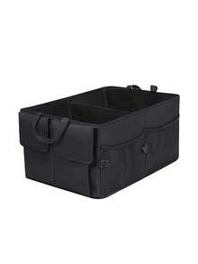 Organizador Cajuela Regalo Navidad Maletero Plegable Almacenamiento Multiple Compartimiento Exterior Interior Impermeable SUV Auto Carro - Negro - Ver 1