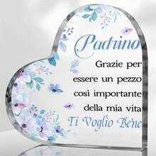 1pc French For Marraine Parrain Heart Shape Gift Birthday Gift Thanksgiving Gift Mother's Day Father's Day Gift Christmas Gift Christening Gift Baby Shower Party Favor, Decoration