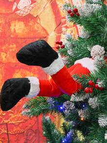 1件装圣诞树腿装饰 - 圣诞树装饰毛绒腿，可插拔，圣诞树顶饰花环装饰，可摆造型的毛绒腿，适用于圣诞树装饰、派对装饰、圣诞装饰、家居圣诞礼物、圣诞装饰品 - 彩色 - 查看 5