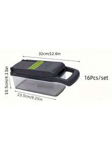 16pcs Vegetable Chopper Multi-Function Slicer Kitchen Tool, Easy To Make Salad With Interchangeable Blades, Party Cooking Gadget