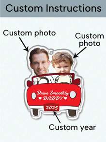 LICVIC Custom Acrylic Car Pendants,Personalized Car Accessories,Customized Car Ornaments,Father's Day Gifts,Customized Picture Gifts For Dad, Birthday Gifts With Photos And Text,Bag Ornaments,Keychain,Living Room,Bedroom Pendant,Customizable Couple Pictures,Family,Friends,Besties,Father,Mother,Unique Gifts