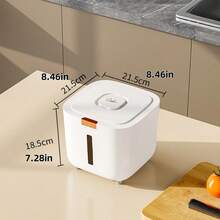 1 thùng đựng gạo dùng trong gia đình, chống côn trùng và chống ẩm, xi lanh đựng gạo kín, lọ đựng bột cao cấp, hộp đựng gạo dung tích lớn, khóa nắp tích hợp, thùng đựng gạo chống ẩm có cơ chế ép, thùng đựng gạo dung tích lớn có nắp mở bằng một nút bấm. - trắng - Xem 14