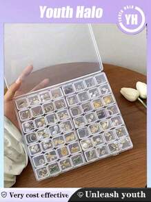 Detachable Jewelry Storage Box, 4/28/56 Slots With Lid, Small Items Organizer Box, Foldable Closure, Suitable For Diamond Painting, Tools And Nail Supplies, Transparent Jewelry Display Box, Detachable Multi-Function Jewelry Organizer Box, Suitable For Rings, Earrings, Nails, Anti-Oxidation Gift For Mom, Gift For Women And Girls, Christmas Gift, Thanksgiving Gift, New Year Gift, Jewellery Box, Pouch, Makeup Brush Holder, Brush Holder, Perfume Organiser, Pouch Bag, Gifts Christmas Gifts, Gift Ideas For Women - Clear - View 4