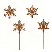 2pcs/4pcs Decorative Snowflake Garden Stakes, Rusty Metal Silhouette For Christmas Garden Decor, Yard Art Stakes Set