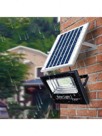 1 st soldriven utomhusbelysning, LED-lampor avger starkt vitt ljus, tänds automatiskt från skymning till gryning, lämplig för lada, trädgård, garage, gångväg, gård, uteplats, gräsmatta, balkong, solcellsdriven säkerhetsstrålkastare med kabel