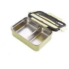 1 buah Kotak Bekal Stainless Steel, 1 buah Kotak Bekal Anti Bocor Stainless Steel 304 Tahan Lama, Kotak Bento 3 Kompartemen, Dilengkapi dengan Peralatan Makan Stainless Steel, Mudah Dibersihkan, Ideal untuk Sekolah dan Kerja - MultiWarna - View 24