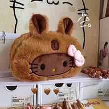 Sanrio 1 Piece Hello Kitty Cartoon Plush Toy Pencil Case, Pen Holder Stationery Storage Bag, Hello Kitty Pencil Case, Large Capacity Kitty Theme Cosmetic Bag, Can Hold Lipstick, Eyebrow Pencil And Other Small Items, Gift, Suitable For School Supplies Storage