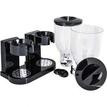 Pasta, Candy, And Nut Dispenser With Wheel, 8-Liter Double Container And Inner Dispenser, Black, 8 Liters