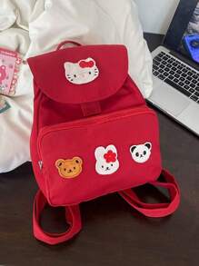 Sanrio Sanrio 1pc Hello Kitty Printing Cute Backpack Lightweight, Breathable, Durable, Load Reducing Shoulder Straps Large Capacity Student School Bag (No Accessories), Back To School Essentials, Preppy Backpack For School, Kawaii Hello Kitty Backpack