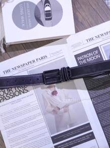 1pc Men's Fashionable Leather Belt, Rectangular Alloy Buckle, Classic Business And Casual Accessory, Durable Multipurpose, Suitable For Jeans And Chinos. Suitable For Teen Summer Casual Outdoor Athletic Or Vacation Travel Or Graduation Gifts Or Birthday Dress Accessories Or Daily Wear - Multicolor - View 8