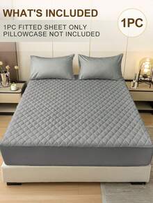 South Life 1pc Waterproof Fitted Sheet, Bedding, Fitted Bed Sheet, Mattress Cover, Skin-Friendly Bed Cover, Soft And Comfortable Bedding For Bedroom, Solid Color Mattress Protector, Room Decor, Perfect Fit For Twin Full King Queen All Size Bed, Bedding Gifts, Machine Washable, Fathers Day Gift, Birthday Decorations, Grad Party Decor, Fathers Day Decor, Graduation Gift, Birthday Gift - 灰色 - 查看 2