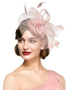 BABEYOND Women's Fascinator Hat Kentucky Hat Feather Derby Fascinator Tea Party Hat For Cocktail Wedding - 粉色 - 查看 5