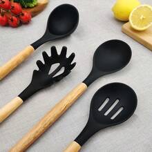 Wooden Kitchen Utensil Set In A Variety Of Colors - 黑色 - 查看 3