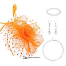 D EXCEED 1/4 件迷人帽子，带花朵网眼丝带羽毛，头带和夹子，适合女士茶会头饰，适合鸡尾酒教堂婚礼派对肯塔基赛马会