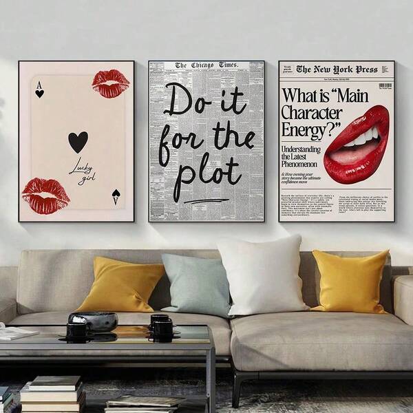 1Pc Vintage Fashion Wall Decoration Printing Poster,For Bedroom, Office, Living Room, Cafe, Home And Dormitory Decor Apartment 80s 70s Aesthetic Decor Cool Posters,Canvas Print Poster