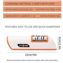 Elektryczna ostrzałka do noży kuchennych, 3-stopniowe ostrzenie i polerowanie, narzędzie do ostrzenia noży, odpowiednia do noży stalowych i ceramicznych, profesjonalna elektryczna ostrzałka do noży z 3-stopniowym ostrzem diamentowym, precyzyjna prowadnica kątowa 20° do szybkiego ostrzenia, naprawy/renowacji/polerowania ostrzy