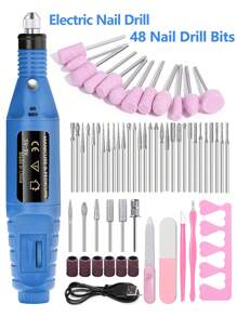 专业电动指甲钻机指甲锉美甲套装低噪音凝胶艺术去除剂修脚工具上釉抛光机抛光研磨机多种电动指甲钻头多功能美甲设备,可达到沙龙品质效果 - 彩色 - 查看 17