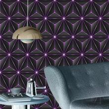 1 Roll Purple Geometric Pattern Self-Adhesive Wallpaper, 3D Stereoscopic Geometric Line Wallpaper, Suitable For E-Sports Cafes, Wall Decals, Home Decor (Such As Drawers, Cabinet Frames, Etc.), Applicable For Home Decor, Kitchen, Decorative Stickers, Wallpaper, Room Decoration, Peel And Stick. - Purple - View 5