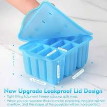 Homemade Popsicle Maker - 12-Cavity Silicone Mold With Lid, 50 Sticks/Bags/Ties + Tools - Foldable, Easy To Use - Ideal For Summer Parties & Gatherings - 藍色 - 查看 2