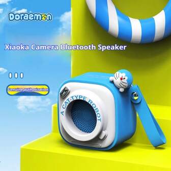 Doraemon Altoparlante senza fili stile fotocamera Doraemon, mini, carino, stile cartoni animati, altoparlante TWS con qualità audio HiFi, per uso domestico e all'aperto, regalo di compleanno