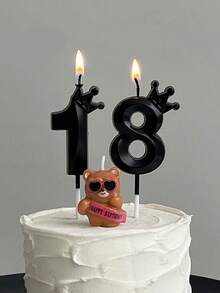 Black Shell Crown Numeric Birthday Anniversary Theme Party Cake Decorative Candles