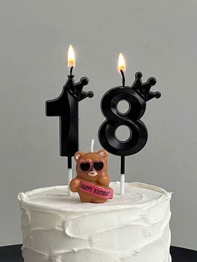Black Shell Crown Numeric Birthday Anniversary Theme Party Cake Decorative Candles