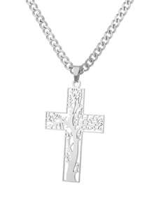 Stainless Steel Tree Of Life Cross Necklaces For Women Men Gold Color Cuban Chain Pendant Necklace Male Female Jewelry Birthday Gift ﻿ - N04135-3 - View 16