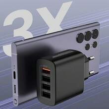 4-Port USB-A Fast Charger Block, Multiple Ports Wall Charger Power Adapter, Universal Travel Charging Plug For IPhone 13/12/11/XR/Plus, And Most Android Mobile Phones - EU C Type Plug(220-240V) - View 6