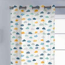 Naturals COOL KIDS - Cortina con Ojales - ✅ Entrega 2-5 días ✅ - 140x260 cm - 100% Algodón Extrasuave - 8 ollaos metálicos - Fabricado en España - Nubes - Ver 2