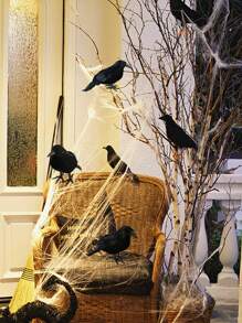 6pcs Halloween Simulation Black Crow Feather Crow Halloween Decoration Crow Garden Props Decoration,Christmas